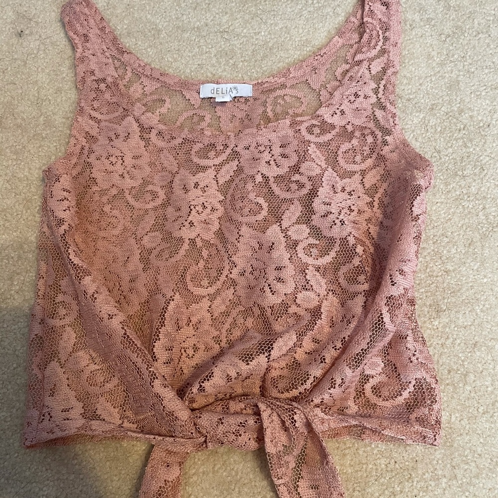 Pink lace crop top